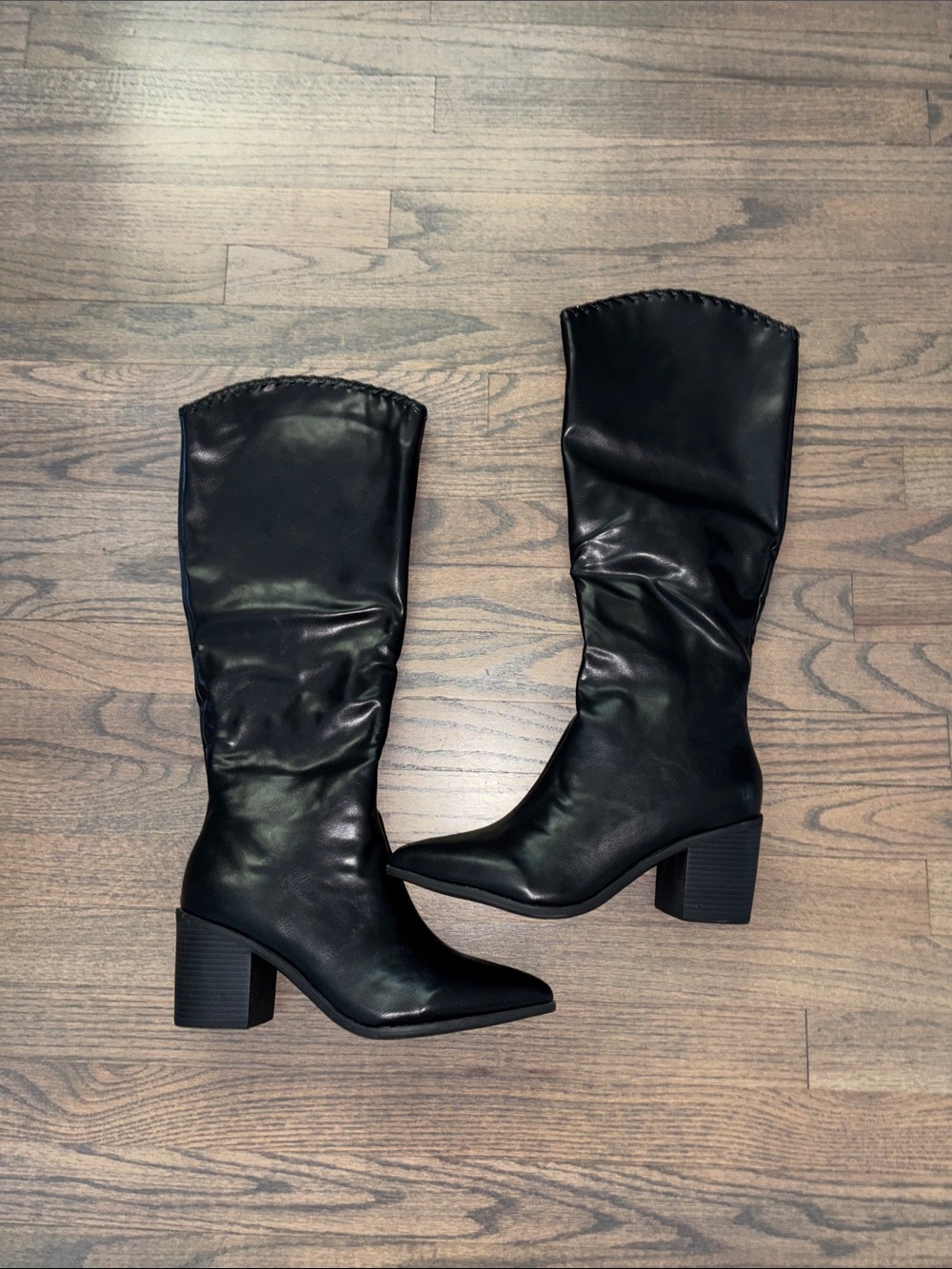 Journee Collection Black Knee-High Block Heel Boots - Picture 9 of 16